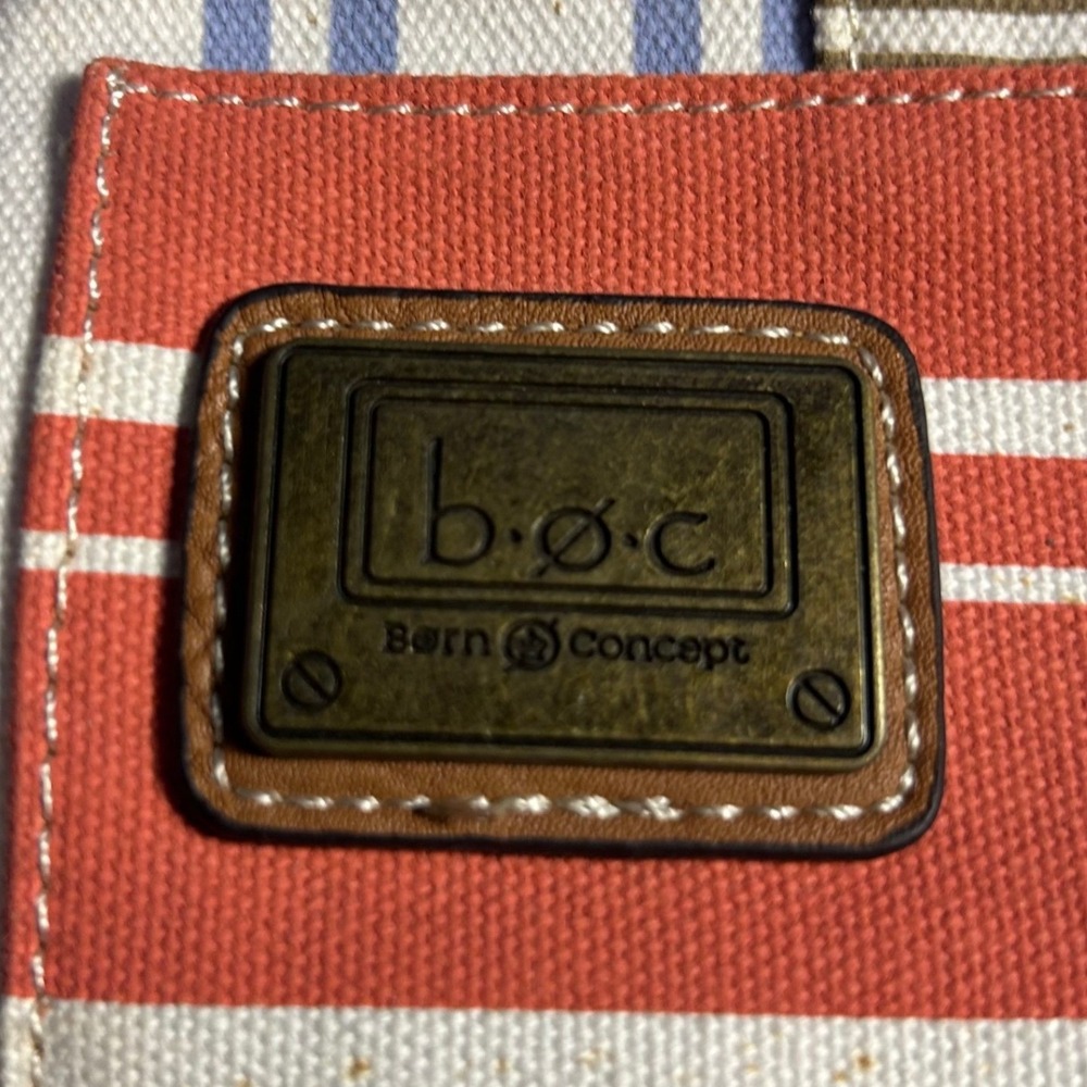 Boc Born Concept Patchwork Stripe Canvas Leather … - image 4